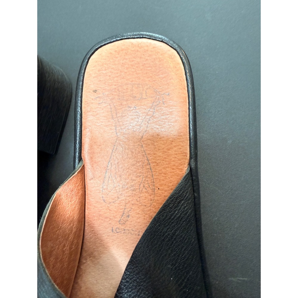 FLY London Elax Leather Mules Sandals Women's Buckle‎ Detail Black Open Toe 7 - Picture 9 of 11